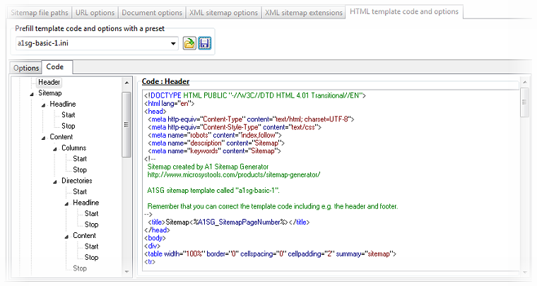 html sitemap generator options
